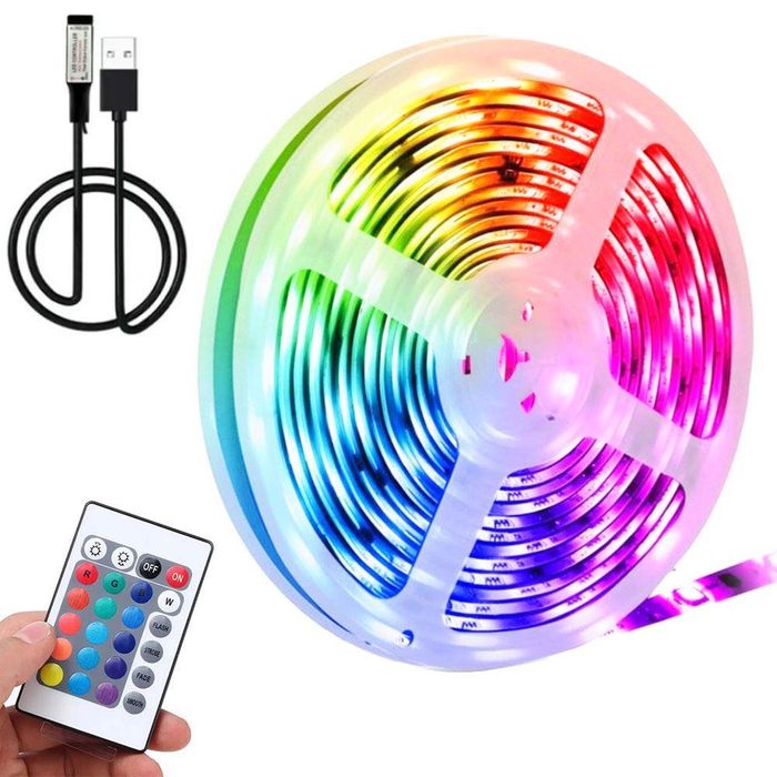 Світлодіодна Led стрічка 10м, з пультом ДК, від USB / RGB підсвітка
