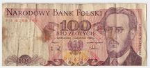 Banknot 100 zł 1988 SERIA PU WARYŃSKI sto złotych