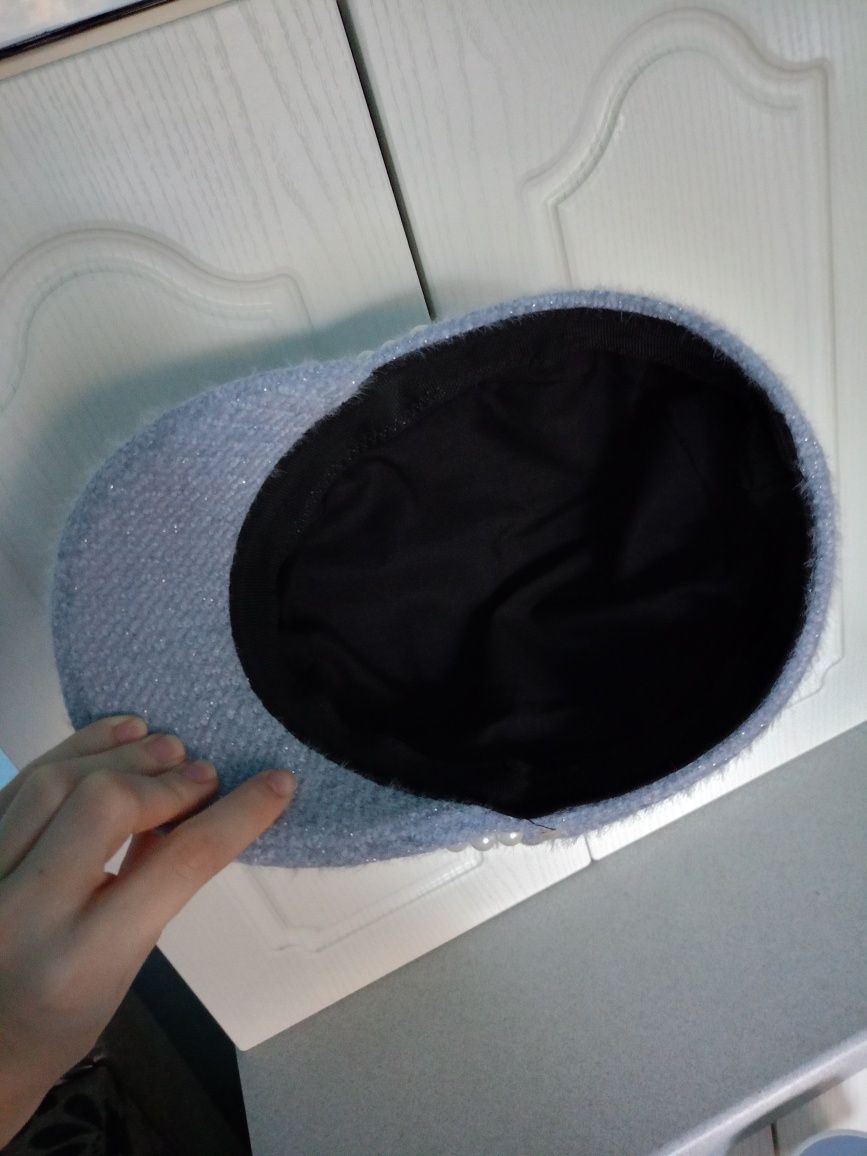 Beret kaszkiet czapka bosmanka z perełkami
