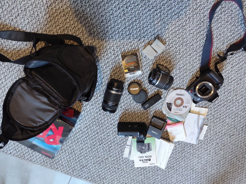 Aparat Canon t1i i dużo akcesori 18-55,55-250