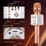 BONAOK  Mikrofon karaoke bezprzewodowy, 3 in 1 Bluetooth, różowe złoto