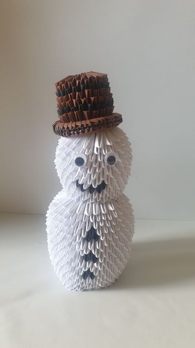 Bałwanek origami ręcznie robiony modułowy