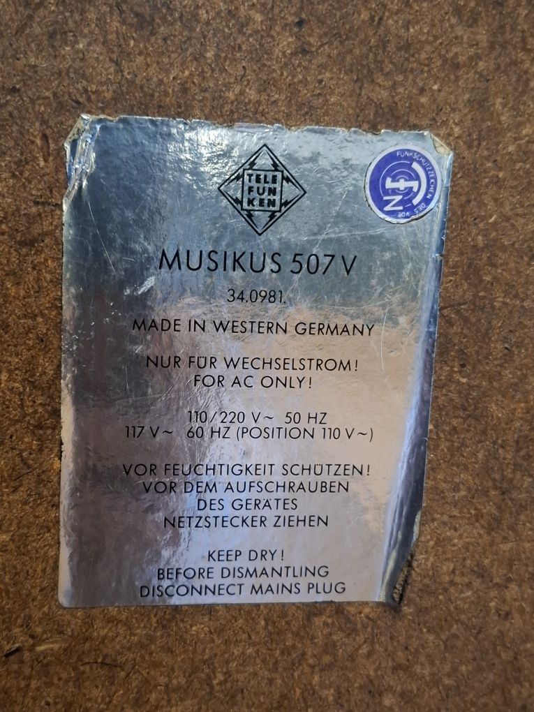 Gramofon Telefunken Musikus 507 V z  1970 r.  Sprawny