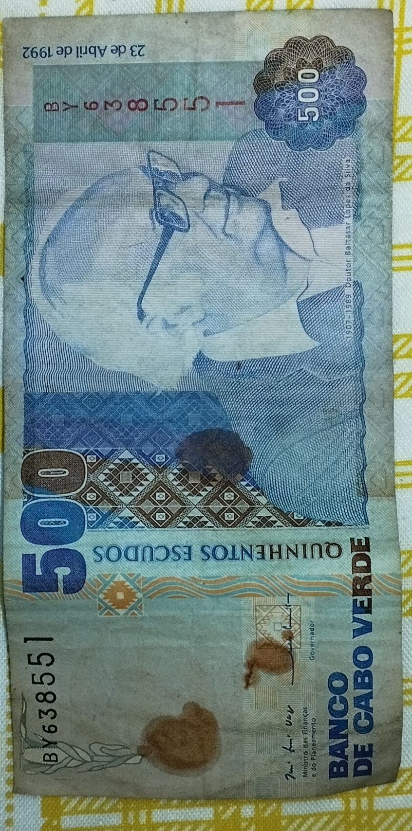 Nota 500 escudos Cabo Verde 1992