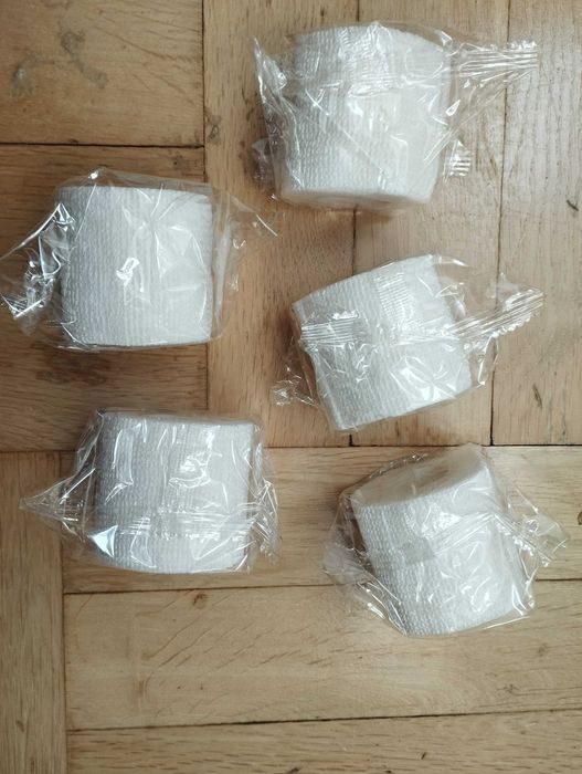 Taśmy piłkarskie na getry 5 sztuk białe szerokie