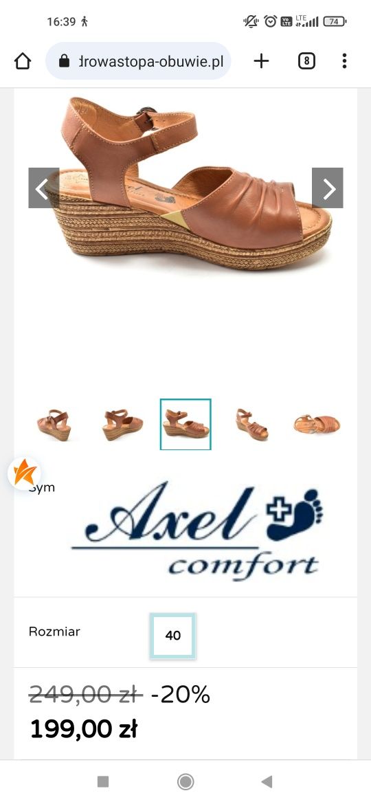 Skórzane sandały koturny Axel Comfort G 41