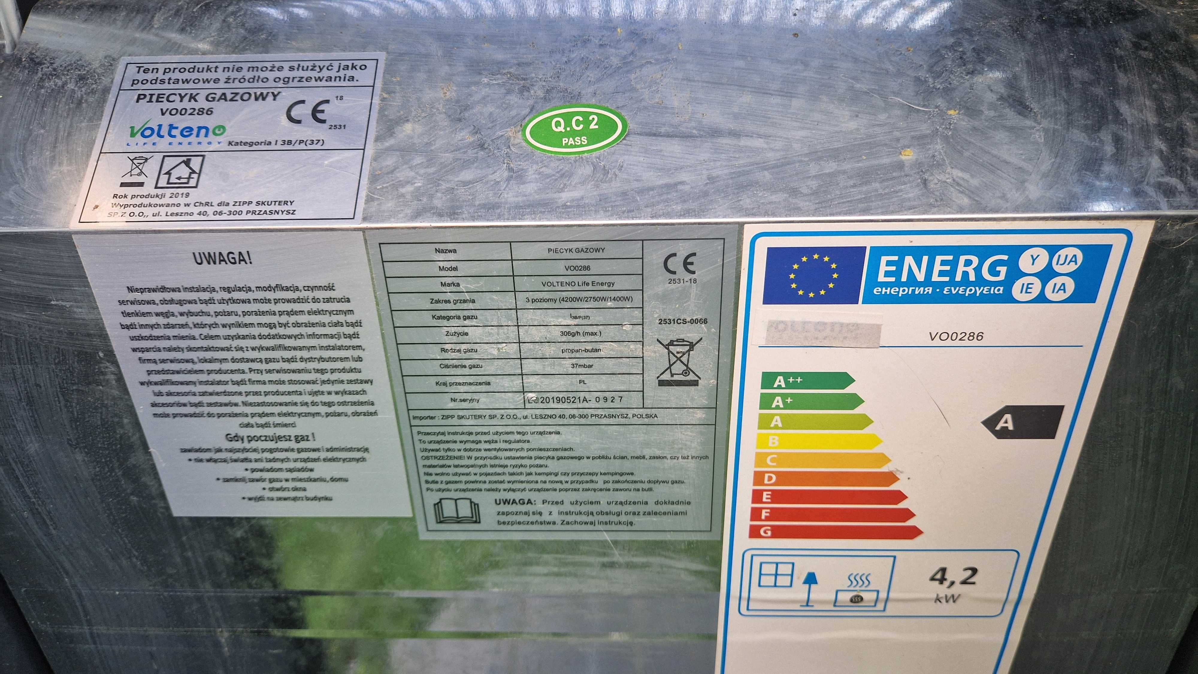 Piecyk gazowy przenośny Volteno VO0286 4,2KW na butlę 11kg