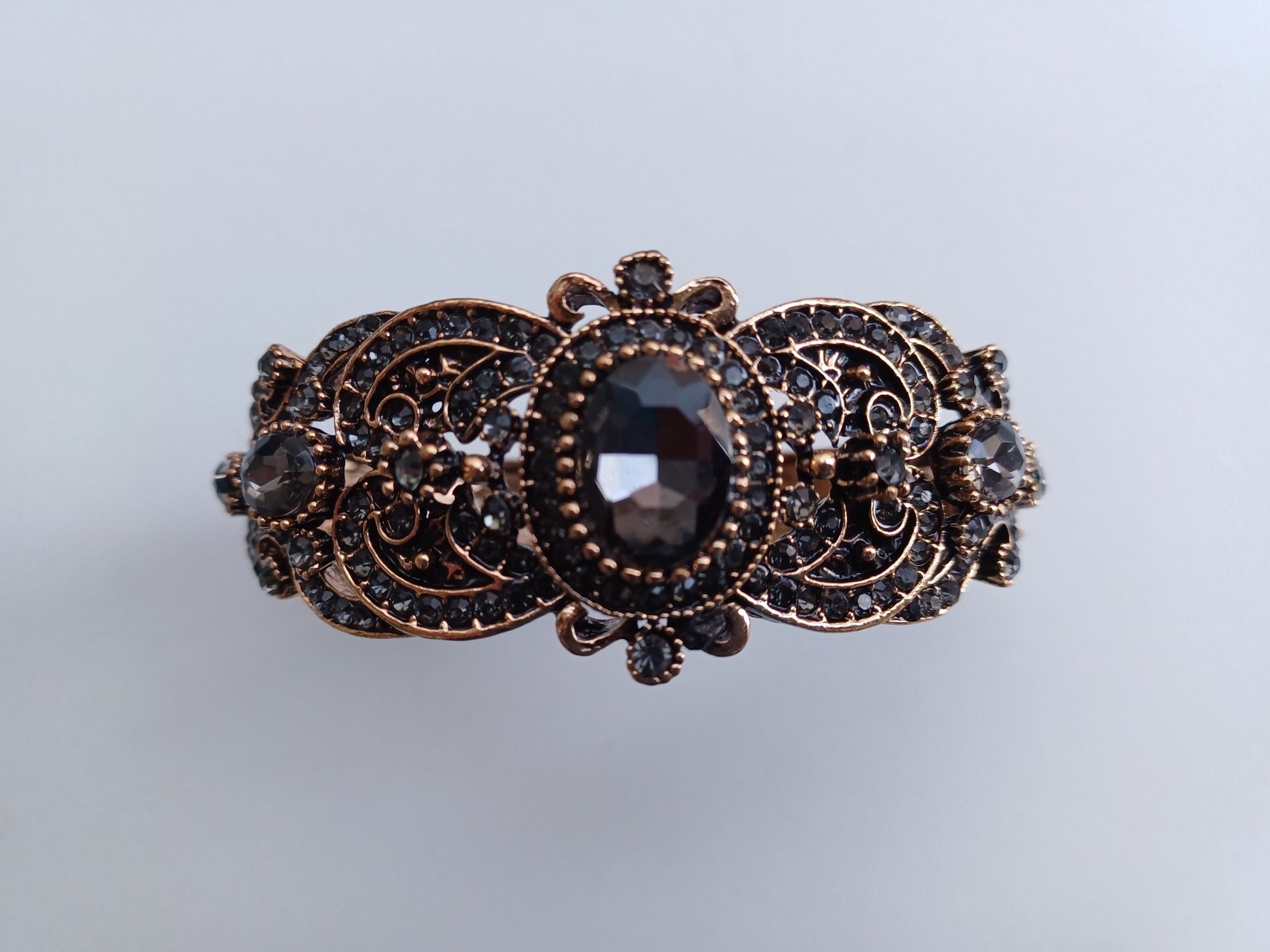 2 pulseiras de estilo turco vintage com brilhantes de cor cinza