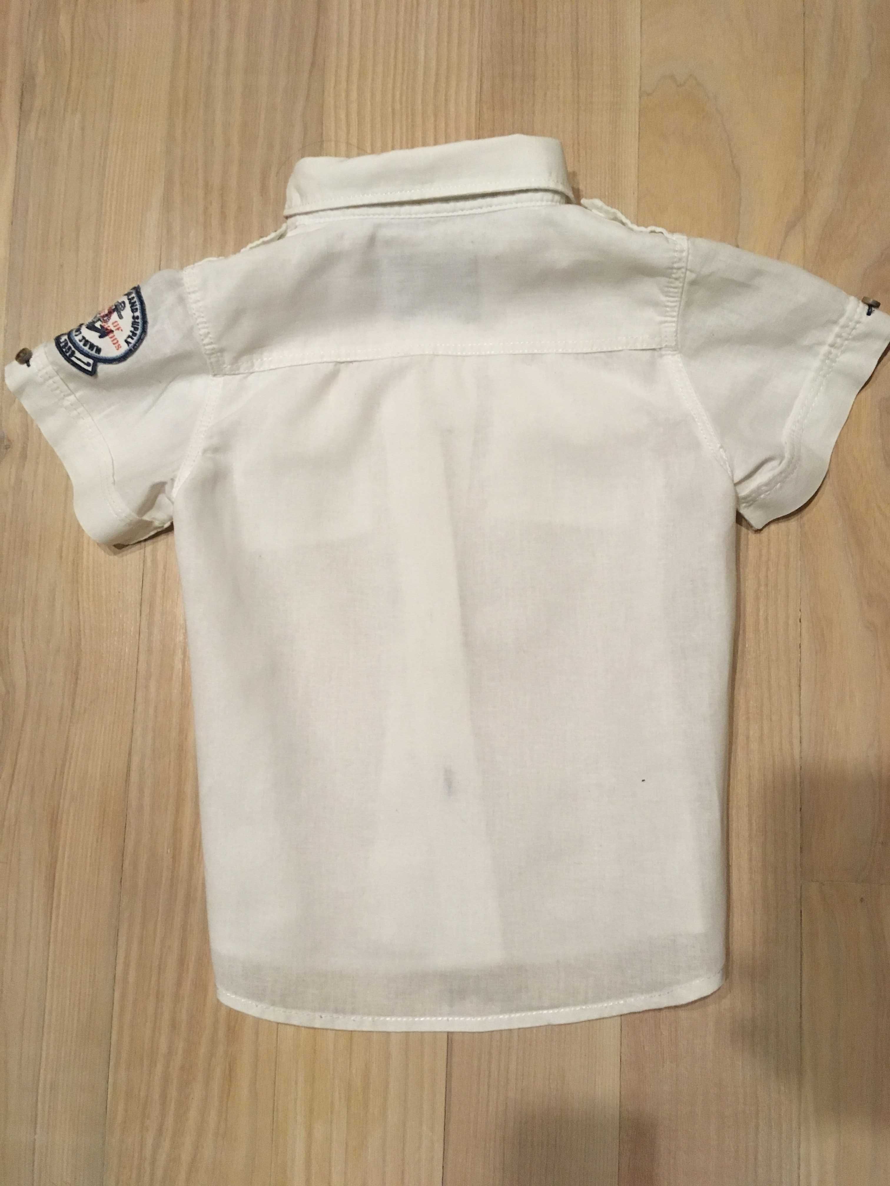 Стільна біла рубашка  лен 110 см 4-6 р.