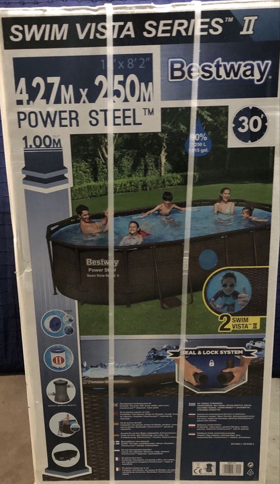 Basen stelażowy Bestway 427x250x100, pojemność 7 250 l. Rattan brązowy