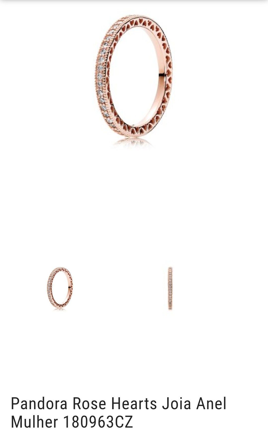 Anel Pandora Rose Hearts.