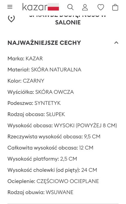 Kazar Czarne skórzane botki z wysoką cholewką.