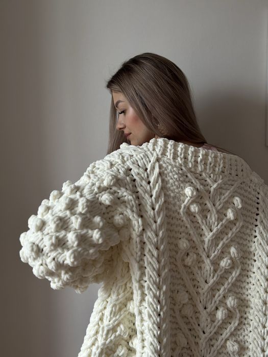 Кардиган квітковий вязаний ,плюшевий,теплий,подарунок,кофта ,пальто