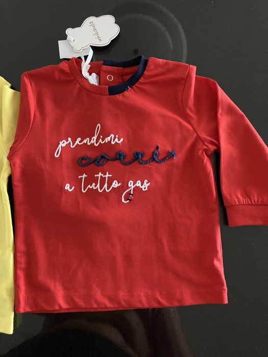 NOVO Camisolas Manga Comprida Amarela e Vermelha 12 e 9 meses