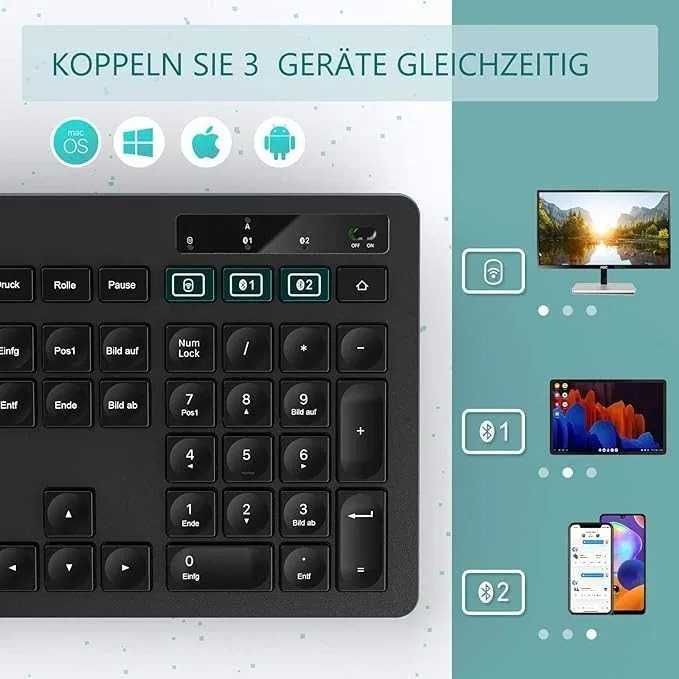 Klawiatur bluetooth 4.0 z uchwytem na telefon Nowa