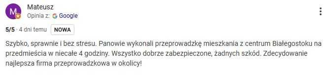 Przeprowadzki i transport z Białegostoku i do Białegostoku "na już"