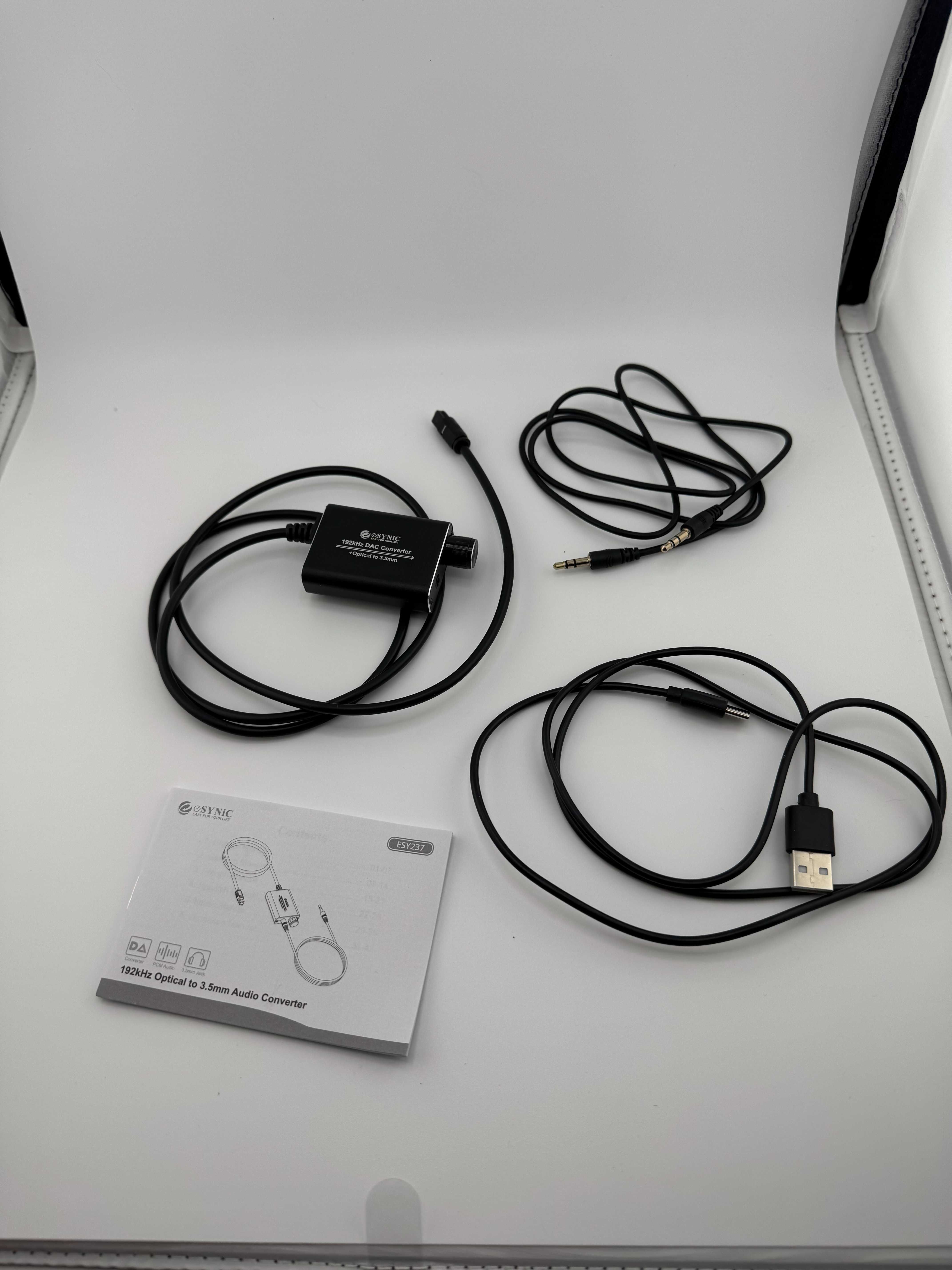 eSynic Konwerter DAC 192 kHz SPDIF na 3,5 mm AUX cyfrowy na analogowy