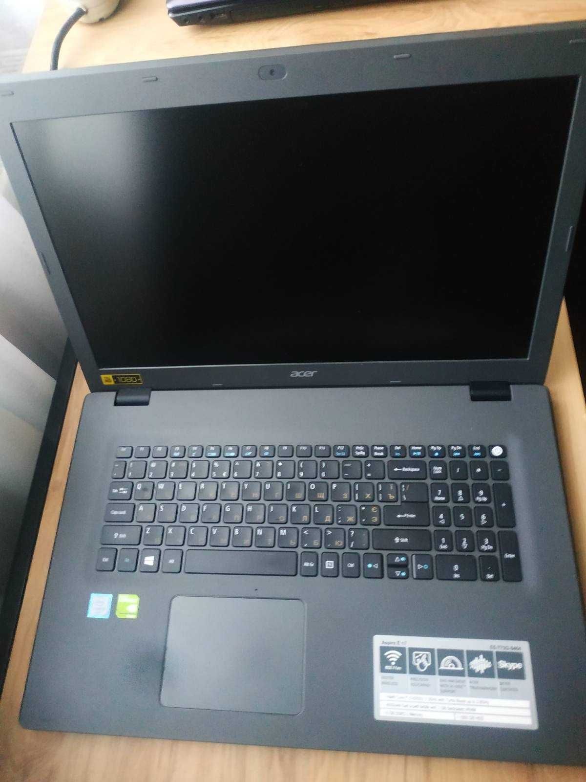 Ноутбук 17 дюймовий ACER i5/ОЗУ 16 Гб/SSD 240 Гб/GeForce GT 940M 2Гб