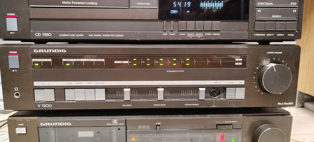 Wieża GRUNDIG V 7200, CD 7550, T 7200. Vintage