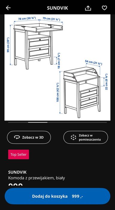 Komoda z przewijakiem IKEA biała