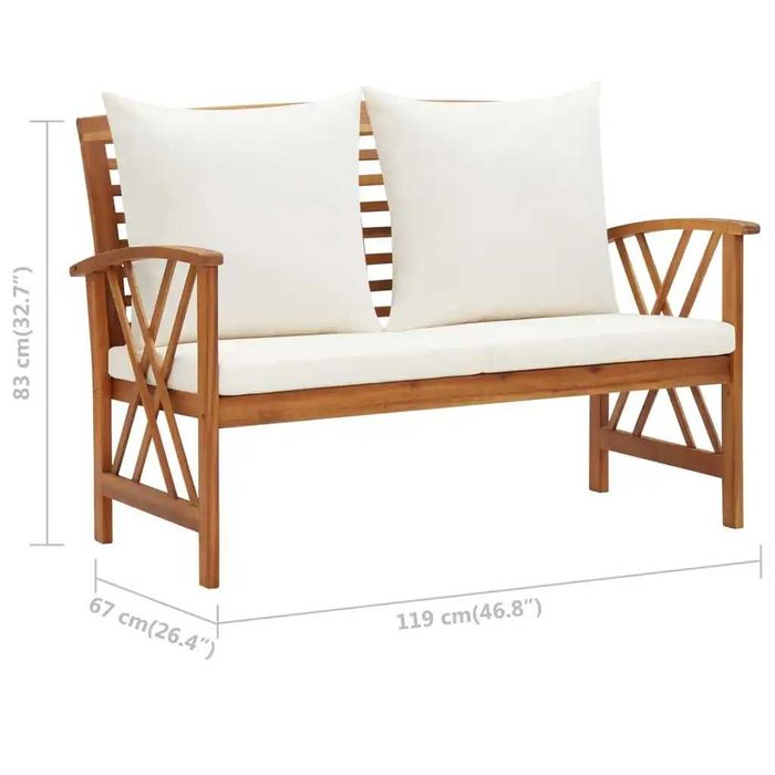Banco De Jardim Com Almofadões 119 Cm Madeira