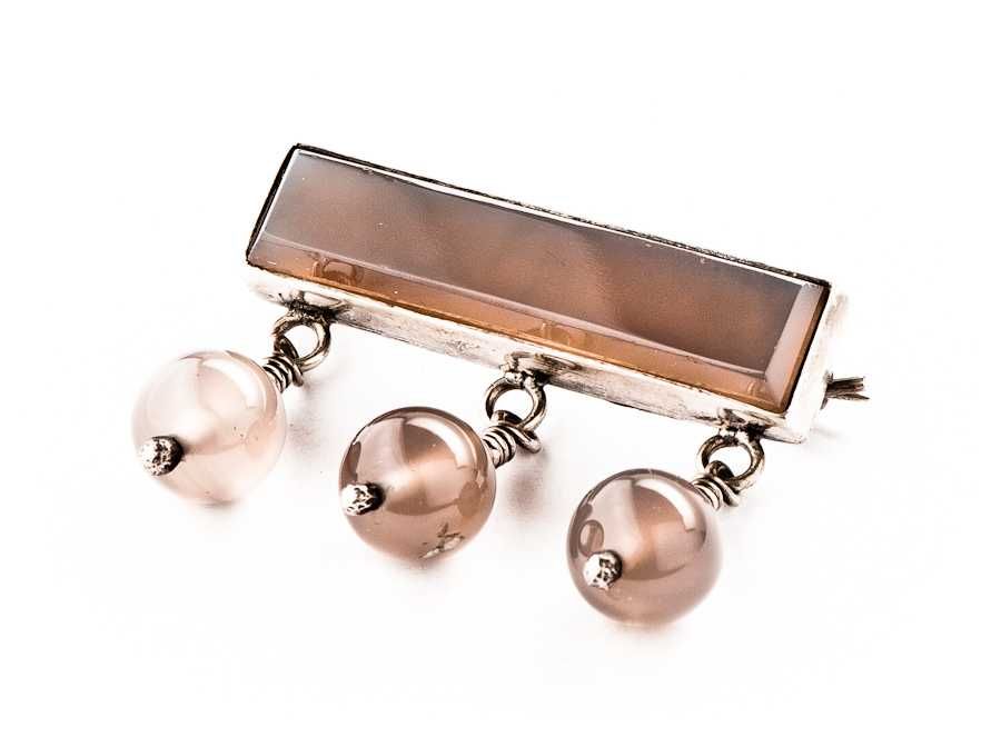 Warszawska Srebrna Broszka z Dyndałkami - 15,89g - PRL VINTAGE - ORNO