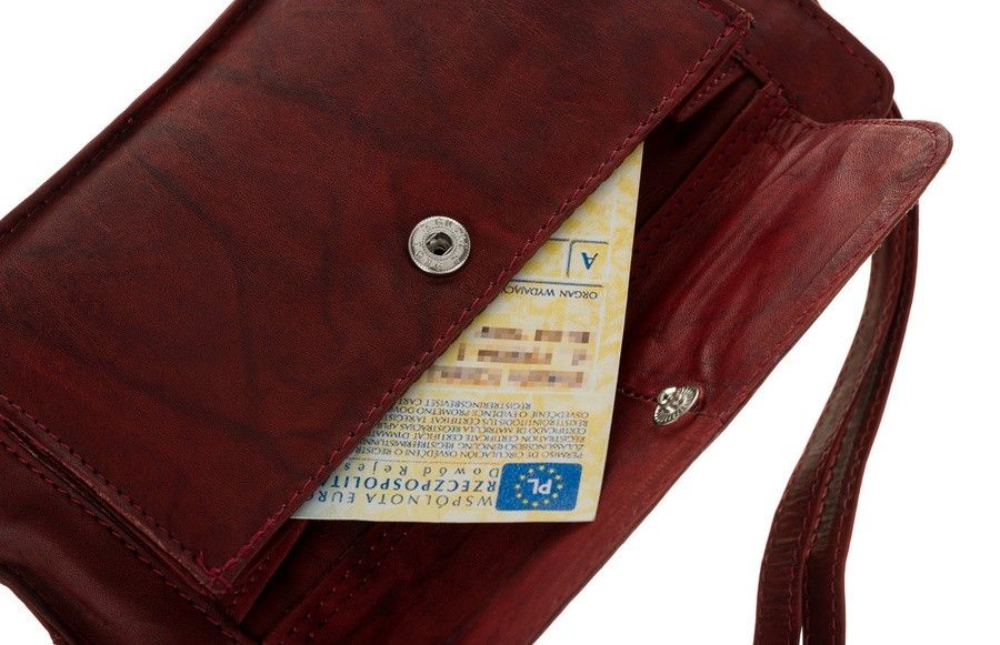 skórzana saszetka męska z paskiem na nadgarstek