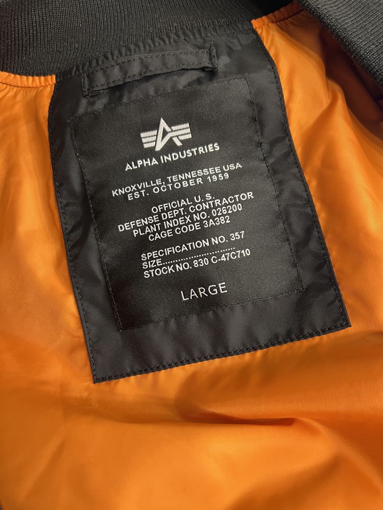 Piękny, DŁUGI płaszcz ALPHA INDUSTRIES bomberka, kurtka