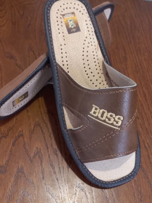 Skórzane pantofle/ laczki męskie, rozmiar 43