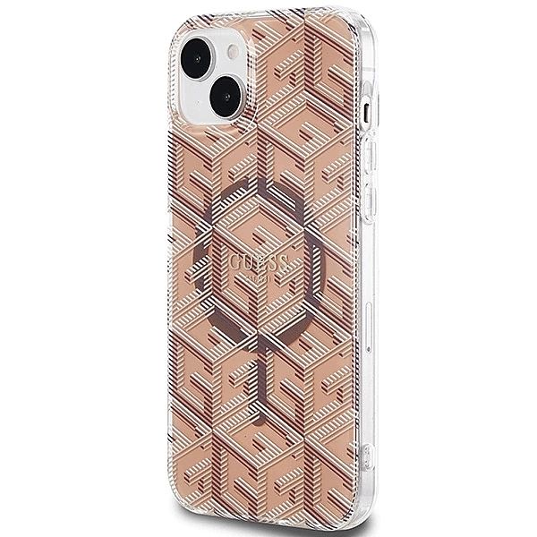 Etui Guess IML GCube MagSafe na iPhone 15 Plus / 14 Plus - brązowe