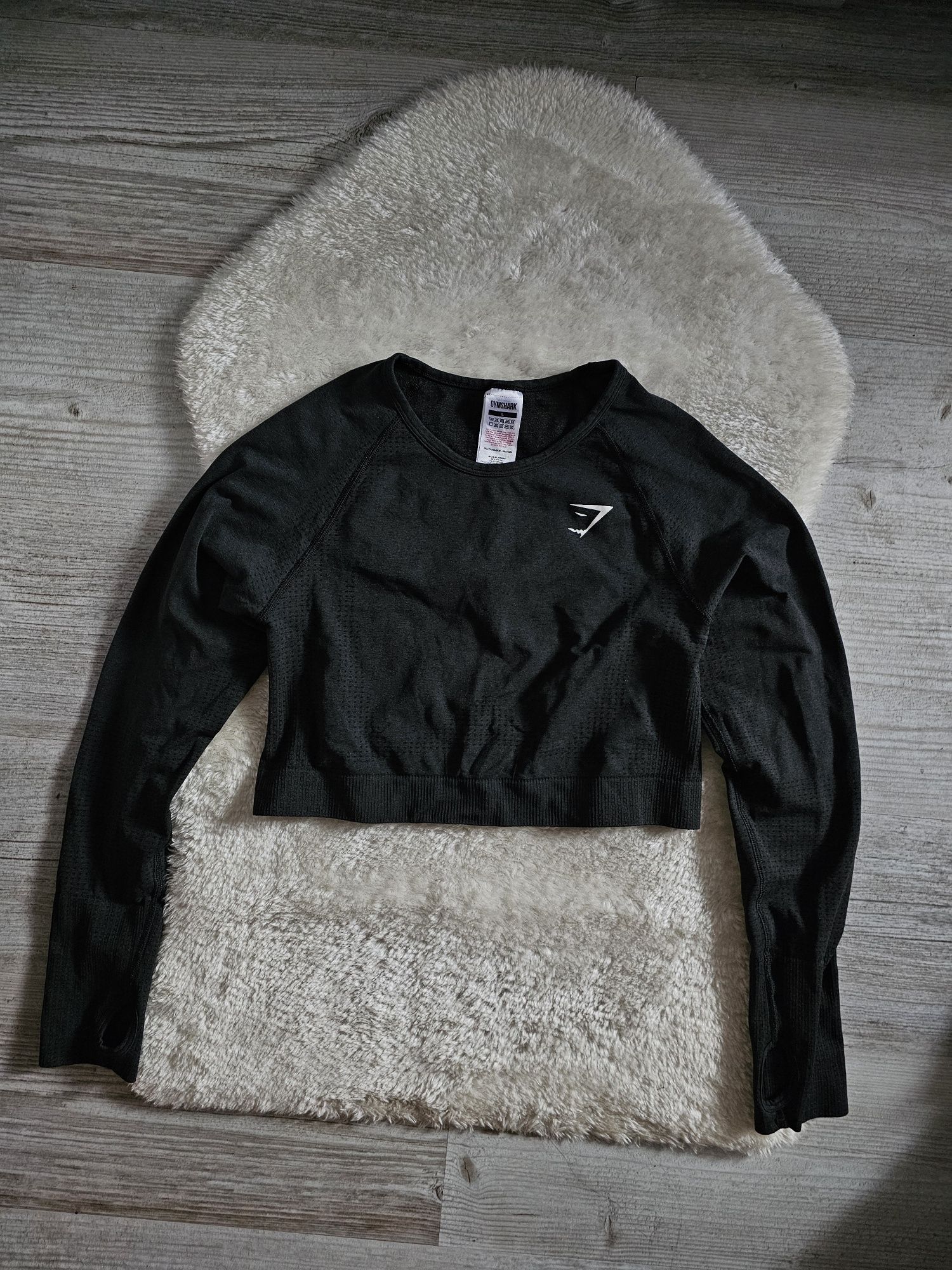 Gymshark Vital Seamless Crop Top Rozmiar L Czarny Long Sleeve Koszulka