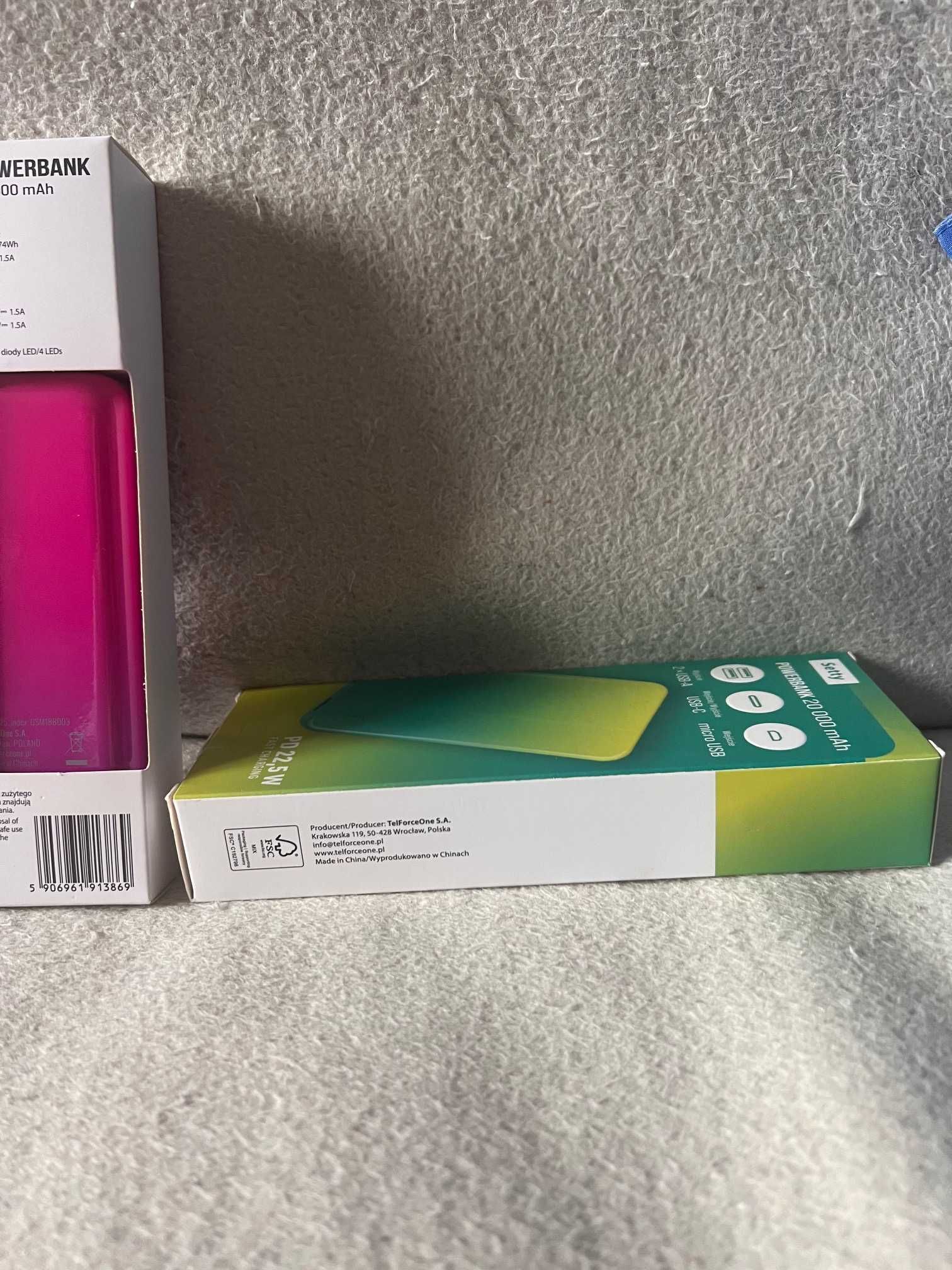 Powerbank Setty 20000 mAh 22,5W Fast charging szybkie ładowanie kolory