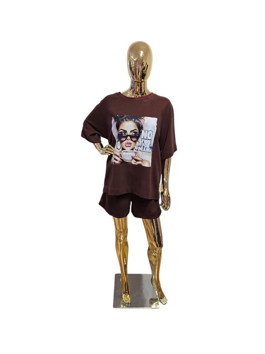 Bluza damska NO TIME FOR DRAMA czekoladowa rozmiar uniwersalny MMK