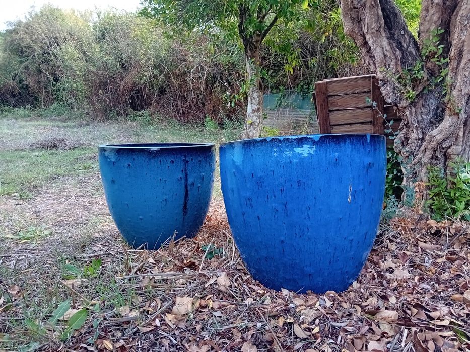Conjunto de vasos vidrados