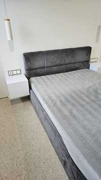 Łóżko sypialniane 140/200 z materacem i szafkami nocnymi