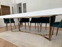 Pé de mesa de jantar em inox dourado escovado - Novo