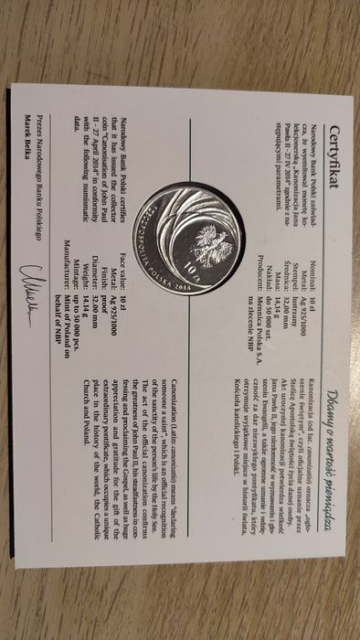 Moneta kolekcjonerska Jan Paweł II