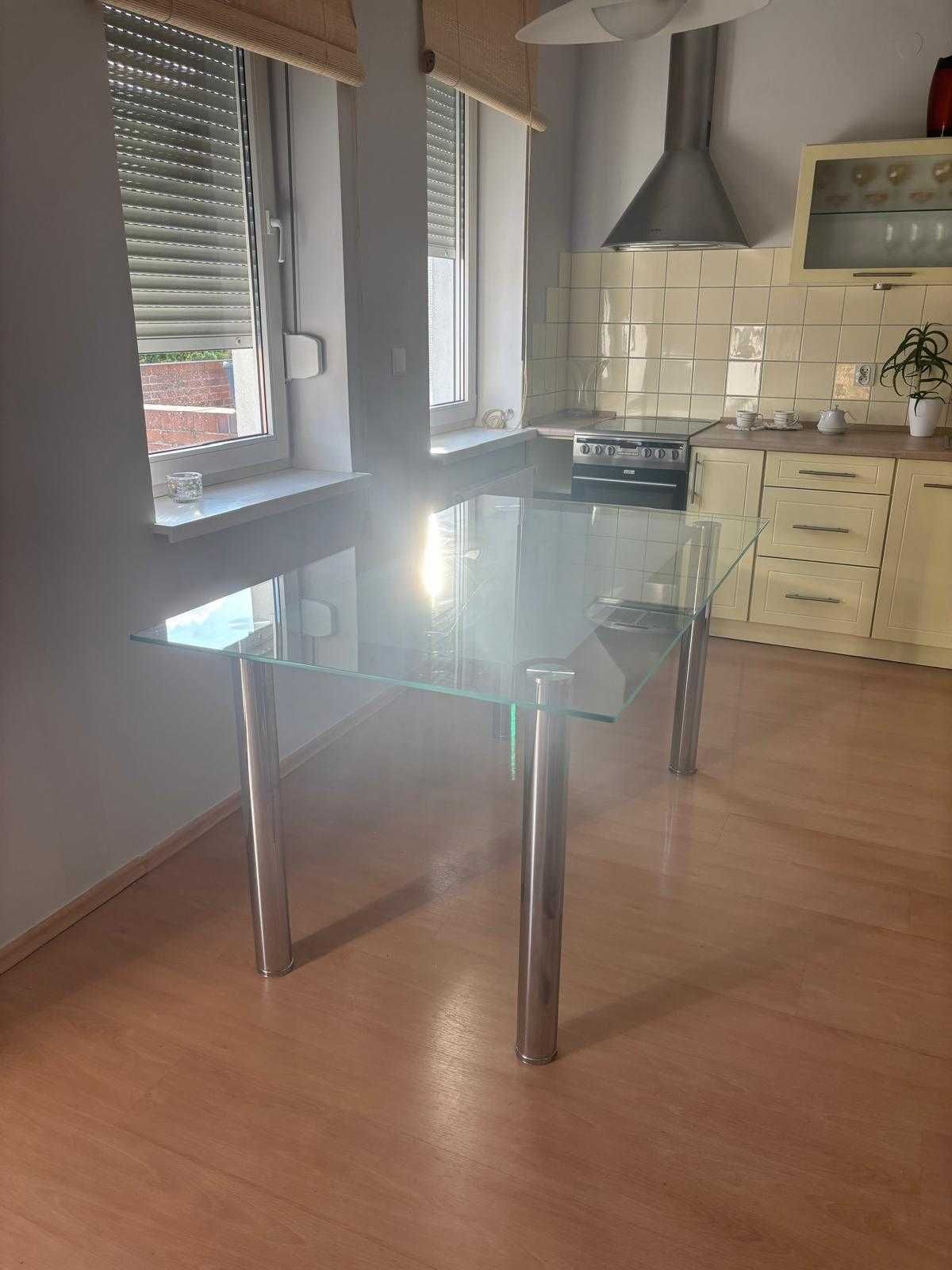 Nowoczesny Stół Szklany 160x90cm - Elegancki, Chromowane Nogi