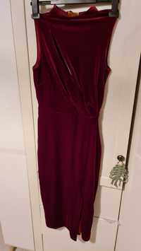 Welurowa burgundowa / bordowa sukienka roz 36/38 H&M