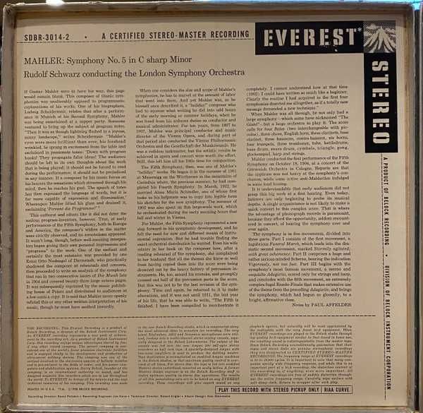 Mahler, Rudolf Schwarz, The London Symphony Orchestra