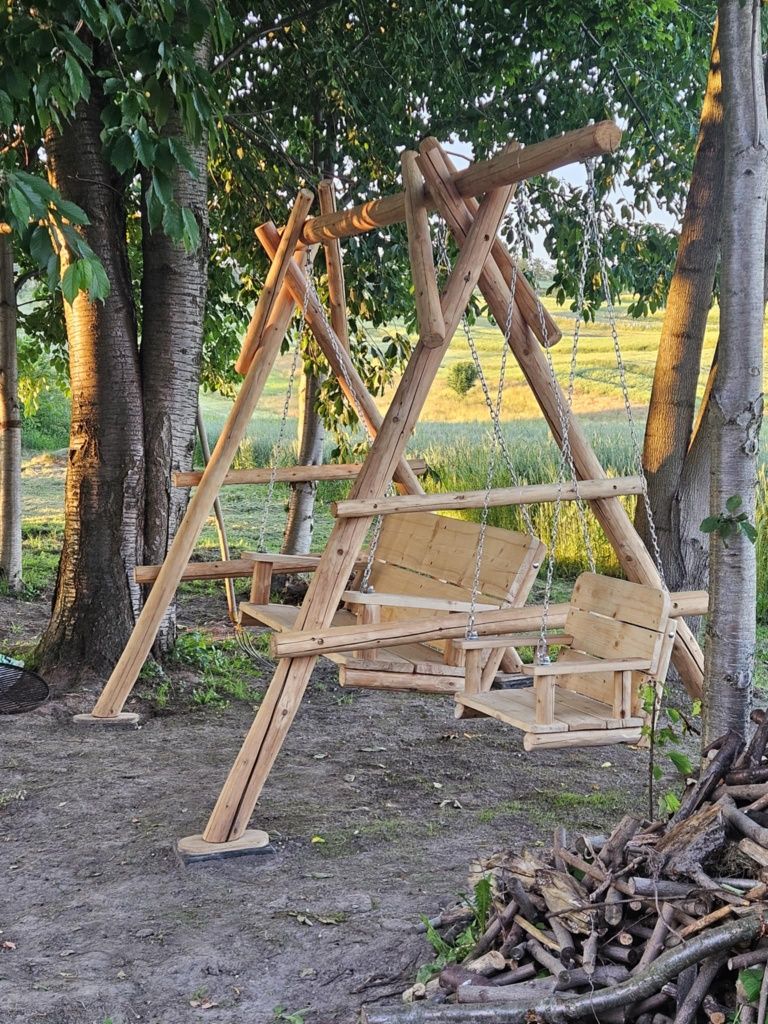 Huśtawka ogrodowa drewniana,Solidna.3+1,Transport,Montaż,Gwarancja