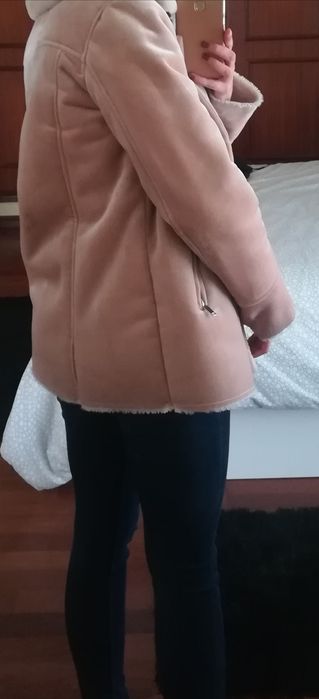 Casaco rosa com pêlo