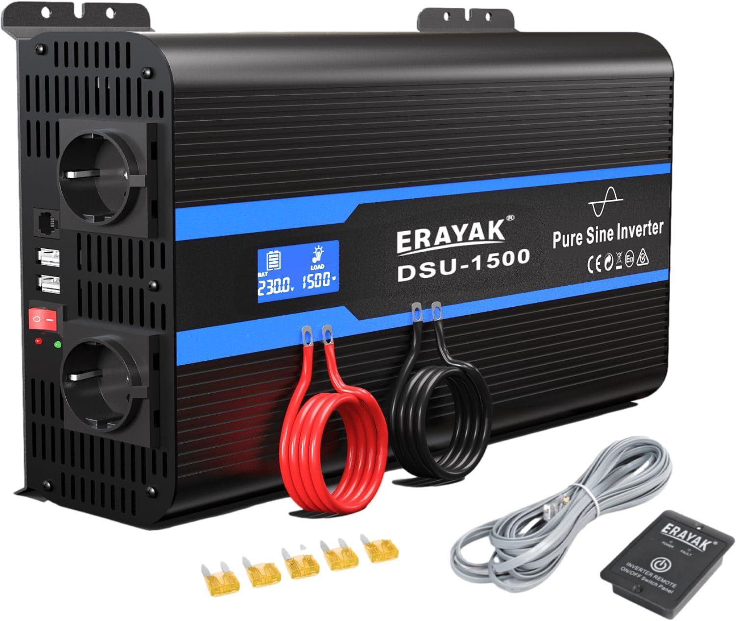 Inversor de Onda Pura 12V/230V 1500W/3000W com Controlo Remoto