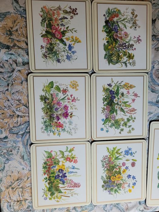 Pimpernel, różnej wielkości podkładki korkowe.