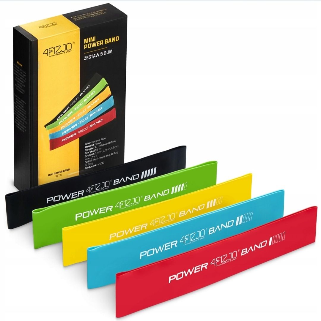 Zestaw 5 gum do ćwiczeń MINI POWER BAND 4FIZJO krótkich oporowych
