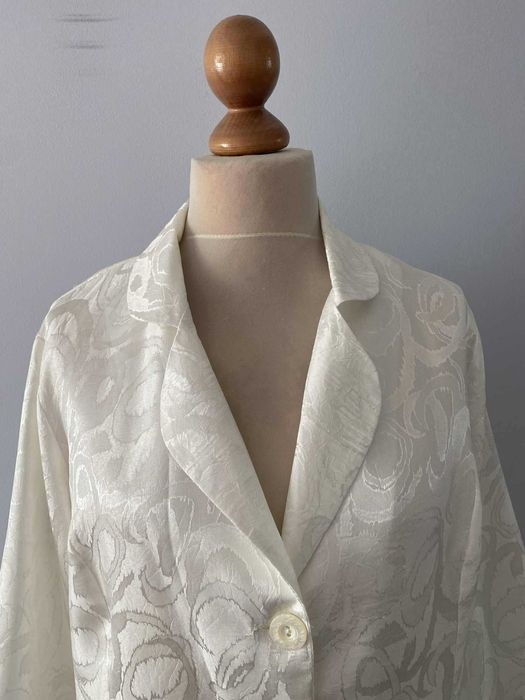 Żakiet kremowy marynarka bolerko wdzianko narzutka duży XXL