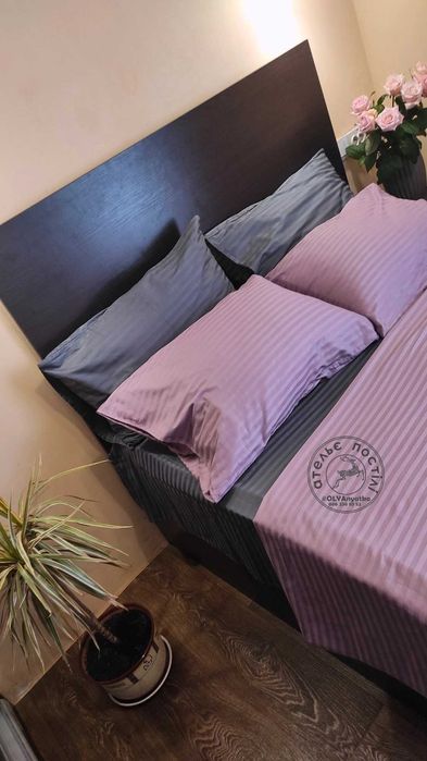 Постіль страйп сатин сірий, білий, рожевий, беж. Пошив на замовлення