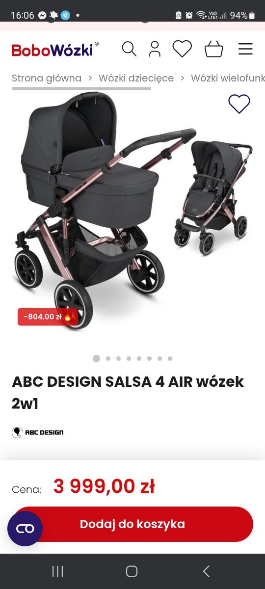 Wózek 2w1 Salsa 4 Air Rose Gold jak cybex