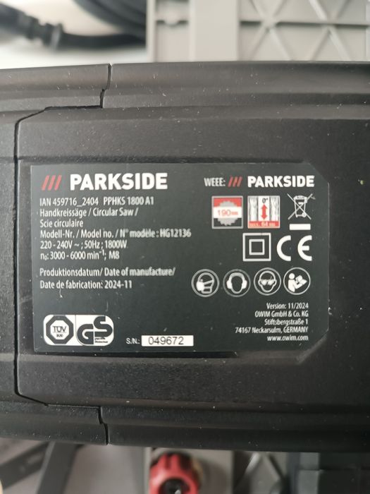 Циркулярная пила Parkside PPHKS 1800, паркетка, дискова пила парксайд