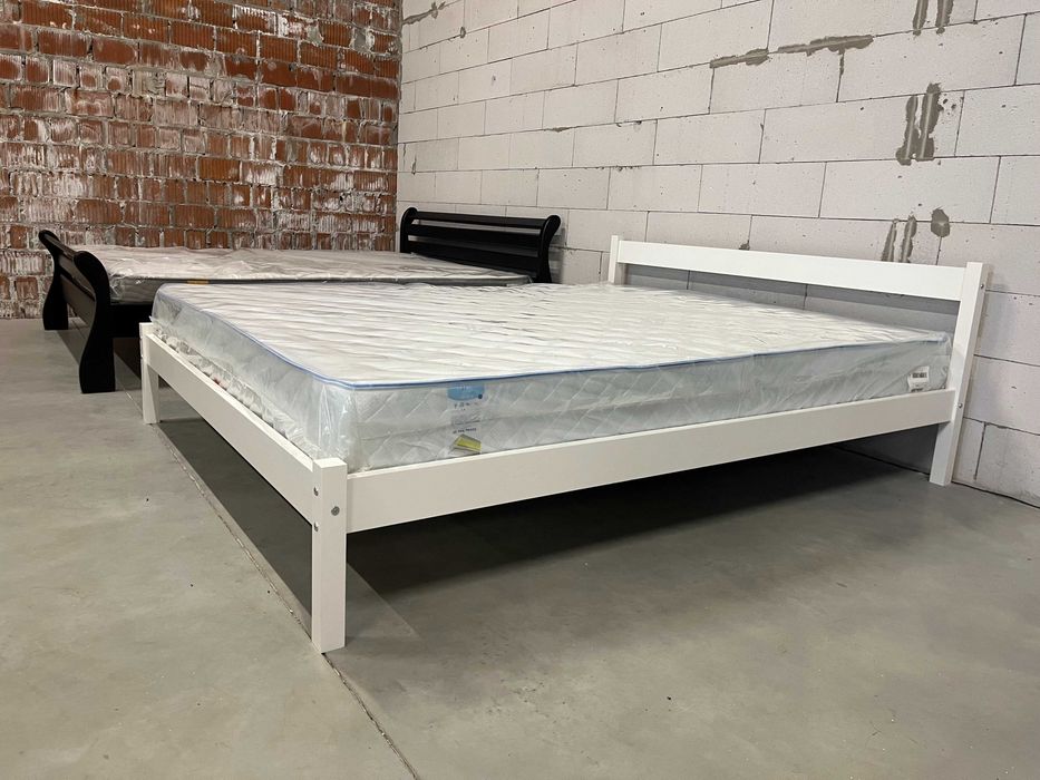 Двоспальне ліжко деревʼяне, новий матрац до ліжка з дерева